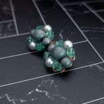 Vintage Clip On Earrings Made in Japan Shades of Green 1" Beaded Cluster Photo 2