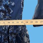 Carmen Marc Valvo Infusion Blue Embroidered Tulle Gown Sequins V-Neck Formal Photo 6