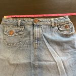 L.A. Blues Denim Skirt Stretch Pockets Light Wash Mini Skirt Embroidered Retro Photo 3