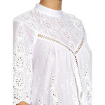 Zimmermann 725  White Cotton Broderie Anglaise Lace Cut Out Smocked Top Size 1 Photo 1