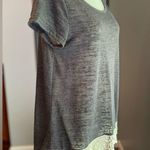 Kori  Elegant Gray Heathered Lace Trim Top Photo 1