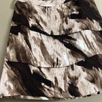 Adrienne Vittadini Skirt Sz 10 Brown/Cream Tiered Abstract Linen Work Career Photo 1