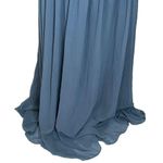Lulus Lulu’s Everlasting Beauty V-neck Lace Back Chiffon Maxi Dress Slate Blue Size L Photo 7