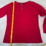 Hunt Club Vintage Waffle Knit Henley Shirt Womens Small Medium Red Thermal Top Photo 6