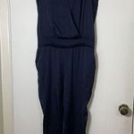 Ramy Brook Navy satin Sleeveless vneck jumpsuit size medium Photo 0