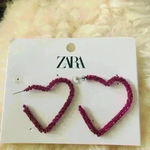 ZARA  heart pink rhinestone earrings Photo 2
