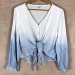 Ultra Pink Dip-Dye Wrap Front Long Sleeve Top NEW 1X Photo 0