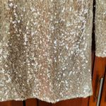 Dress the Population  Sequin Lace Overlay Dress Long Sleeve Cream Size Small FLAW Photo 3
