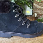 UGG  Black Suede Shearling Hiker Boots Women Size 5 US 37 EU Lace Up Zip Winter Photo 0