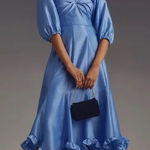 Hutch Anthropologie  blue twist front dress size L NWT Photo 0