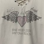 Hardly An Angel Biker Lace Up Tank Medium White Photo 4