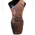 a.n.a NEW -Kaci Ombre Bronze Sequin One Shoulder Stretch Formal Classy Party Dress Photo 5