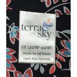 Terra & Sky Black Colorful Floral Blouse Plus Size 2X Button Front V-Neck Belt Photo 7