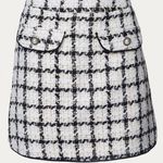 NEW SISTER JANE supper club mini tweed skirt in black/ivory Size L Photo 1