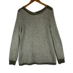 Tempo Paris Women's Knit Sweater Italian Wool Blend Lace Back Olive Green Photo 0