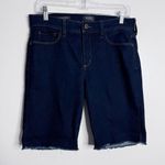NYDJ Briella Bermuda Shorts Frayed Hem Dark Wash In Rinse Size 10 Petite Photo 1
