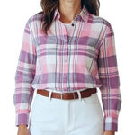 Cottagecore Collared Pink Plaid Long Sleeve Shirt LARGE Long Sleeves Pastel NWT Photo 0
