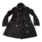 Sam Edelman Studded Rhinestone TRENCH COAT Women's SM Black Gold Silver Spiked Photo 0