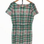 Cooper and Ella Pink Green Plaid Print Back Cutout Short Sleeve Dress size Small Photo 2