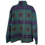 First Run Vintage Fleece Pullover Teal Purple Snowflake Zip Neck Large 90s Retro Photo 1
