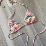 Vintage Striped Bikini Top halter cotton triangle womens Pink (large) beach swim Photo 0