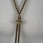 J.Crew  Gold Tone Tassel Lariat Necklace Rhinestone Accents Glam Boho Chic Long Photo 1
