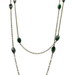 Vintage Mr. We 1970’s green glass gold tone long necklace. Photo 0
