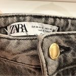 ZARA Straight Mid Rise Fray Hem Jeans Rigid Denim Gray Black sz 28 Photo 8