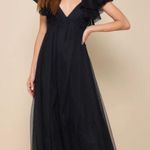 Lulus Midnight Blue Swiss Dot Tie-Back Midi Dress Photo 0