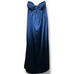 Lulus NWT Memorable Entrance Dark Blue Strapless Satin Pleated Maxi Gown Dress Photo 11