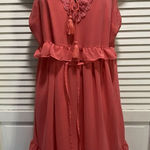 Motherhood Maternity Coral Chiffon Ruffle Lace Tassel Lined Medium Sleeveless Photo 0