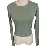 Maria Stanley Pierce Cropped Ribbed Long Sleeve Top in Celadon Photo 4