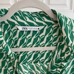 ZARA  Green Geometric Long Sleeve Dress Photo 5