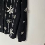 Vintage Bobbie Brooks Sweater XL Black Snowflake Embroidered Beaded Ramie Blend Photo 7