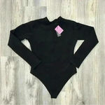Pretty Little Thing NWT  Black Long Sleeve Zip Mock Neck Scuba Swimsuit Size 10 Photo 6