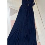 MISA Los Angeles NWT Navy Ever Maxi Dress Leg Slit Revolve Halter Cut Out Size M Photo 3