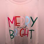 Merry & Bright Christmas Pink Velour Sweatshirt Size M Photo 6