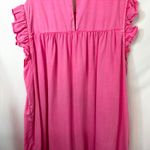Crown & Ivy XXL Dress Pink Smocked Ruffle Cap Sleeve Shift Knee Preppy 1728 Photo 8