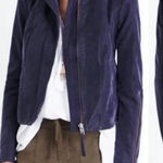 Free People  Jacket vegan suede bomber moto cool & clean womens Navy Blue size 6 Photo 0