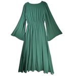 Essential Flair Bell Sleeve Romantic Emerald Green Peasant Dress Size Medium Photo 1