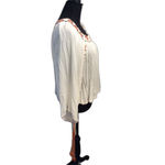 Banjara Medium M Crop Boxy Embroidered Boho Hippie Shirt Kimono Sleeves Crinkle Photo 2