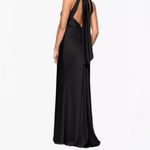 XScape  Black Halter Neck Satin Sheath Gown Dress Photo 3