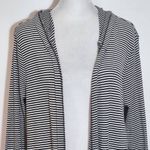 Philosophy Black and White Striped Open Front Hoodie Cardigan Size Large Photo 3