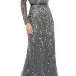 Mac Duggal NWT  5124 Beaded Long Sleeve Evening Gown Charcoal 18 Photo 0
