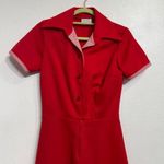 Cari Lu by Sherri Classics Red 70's Dagger Point Collar Midi Dress Sz 10 Photo 2