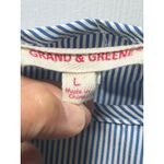 Grand & Greene Blue Striped Cold Shoulder Embroidered Floral Top Photo 2