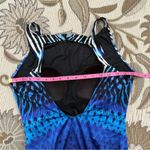 Longitude  Swimsuit One Piece Blue Black Abstract Zebra 12 Photo 3