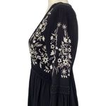 Blue Rain Boho Floral Embroidered Long Sleeve Mini Dress Black Small Cover Up Photo 2