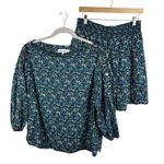 BURU‎ Ditsy Floral Matching Skirt Set Sz 2X Blouse Skirt Cottagecore Boho Resort Blue Photo 0