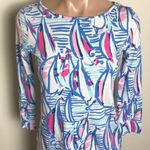 Lilly Pulitzer Marlowe Dress Sailboats Red Right Shift T-shirt XXSmall Nautical Photo 2